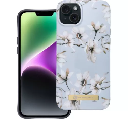 Forcell F-Protect Mirage Apple iPhone 14 Plus Magsafe kompatibilis hátlap tok, tavaszi virágok, levander szürke