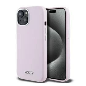   DKNY Liquid Silicone Small Metal Logo Apple iPhone 15 Plus / 14 Plus Magsafe hátlap tok, rózsaszín, DKHMP15MSMCHLP
