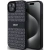 DKNY PU Leather Repeat Pattern Tonal Stripe Apple iPhone 15 Plus hátlap tok, fekete