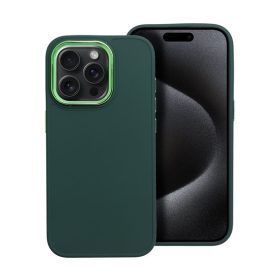   Frame iPhone 15 Pro közepesen ütésálló tok kameravédő kerettel, zöld