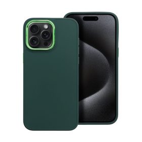   Frame iPhone 15 Pro Max közepesen ütésálló tok kameravédő kerettel, zöld