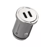 Forcell F-energy Mini autós szivargyújtó töltő 2xUSB-C, PD, 30W, ezüst