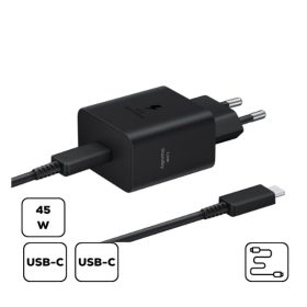   Samsung hálózati adapter USB-C + USB-C kábellel, PD, 45W, Fekete