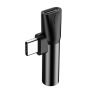 Baseus USB-C-USB-C+Mini Jack 3,5 mm audio adapter, fekete