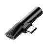 Baseus USB-C-USB-C+Mini Jack 3,5 mm audio adapter, fekete