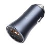Baseus Golden Contactor Pro autós szivargyújtó töltő, USB-A + USB-C, QC4.0, PD, SCP, 40W, szürke