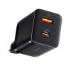 Baseus Super Si Pro gyorstöltő USB-A+ USB-AUSB-C, 30W, fekete