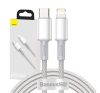 Baseus USB-C / Lightning töltő- és adatkábel, nagy sűrűségű fonott, 20 W, PD, 2 m, fehér