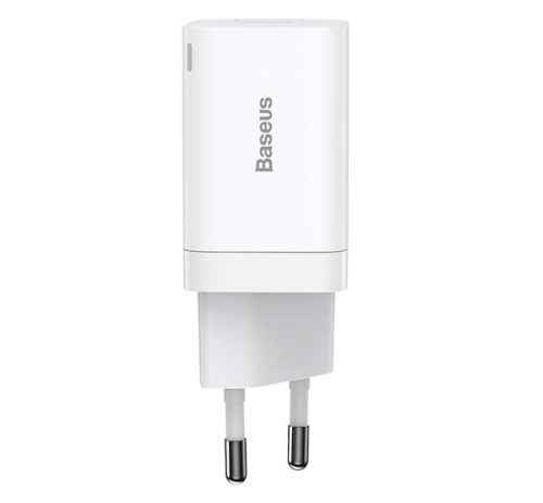 Baseus Super Si Pro gyorstöltő USB-A+ USB-AUSB-C, 30W, fehér