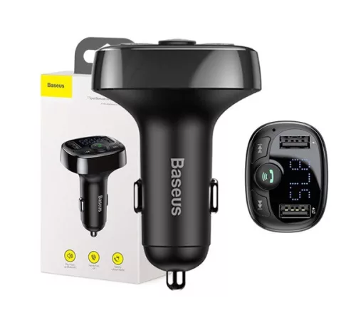Baseus T típusú Bluetooth 2xUSB-A microSD FM adó, fekete