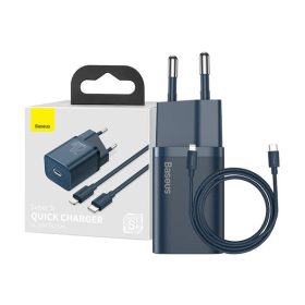   Baseus Super Si gyorstöltő 1C 20W, 1 m-es USB-C / Lightning kábellel, kék