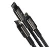 Baseus Tungsten Gold 3in1 USB-kábel, USB / micro-USB / USB-C / Lightning, 3,5 A, 1,5 m, fekete