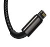 Baseus Tungsten Gold 3in1 USB-kábel, USB / micro-USB / USB-C / Lightning, 3,5 A, 1,5 m, fekete