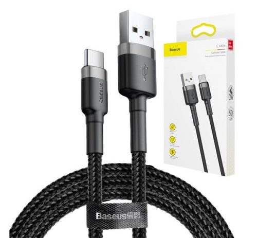 Baseus Cafule USB / USB-C töltő- és adatkábel, 2A, 3m, szürke-fekete