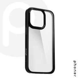   Phoner Custom Hybrid Apple iPhone 13 Pro hátlap tok, fekete (fekete gombokkal)