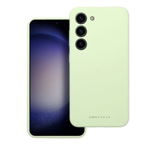 Roar Samsung Galaxy S23 5G prémium szilikon tok velúr béléssel, világoszöld