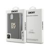 DKNY PU Leather Stack Logo Apple iPhone 15 hátlap tok csuklópánttal, barna