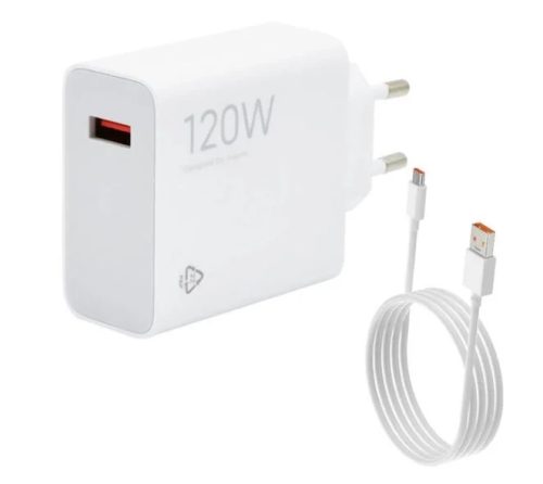 Xiaomi MDY-14-EE GaN USB-A- USB-C hálózati töltő adapter + adatkábel,120W, 6A, fehér