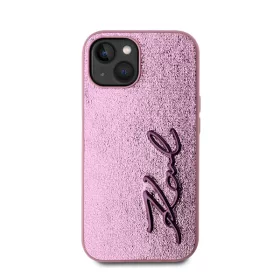   Karl Lagerfeld Wrinkled PU Signature Logo Apple iPhone 15 hátlap tok, rózsaszín