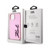 Karl Lagerfeld Wrinkled PU Signature Logo Apple iPhone 15 hátlap tok, rózsaszín