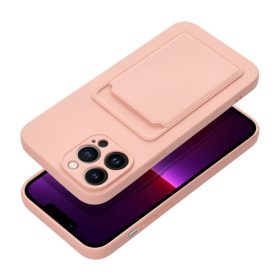   Apple iPhone 16 Plus kártyatartós szilikon tok, rózsaszín