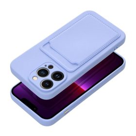 Apple iPhone 16 Plus kártyatartós szilikon tok, lila