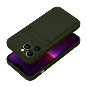 Apple iPhone 16 Pro Max kártyatartós szilikon tok, zöld