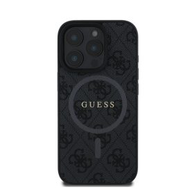   Guess 4G Ring Classic Logo Apple iPhone 16 Pro hátlap tok, fekete/barna GUHMP16LG4GFRK