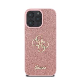   Guess PU Fixed Glitter 4G Metal Logo Apple iPhone 16 Pro hátlap tok, rózsaszín
