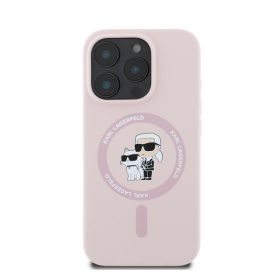   Karl Lagerfeld Silicone KC Heads Ring Apple iPhone 16 Pro Max hátlap tok, rózsaszín KLHMP16XSCMKCRHP