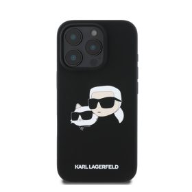   Karl Lagerfeld Liquid Silicone Double Heads MagSafe Apple iPhone 16 Pro Max hátlap tok, fekete