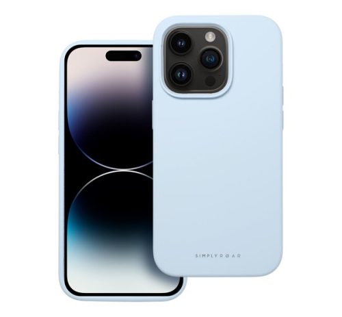 Roar Apple iPhone 16 Pro Max prémium szilikon tok velúr béléssel, világoskék