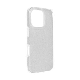 Apple iPhone 16 Pro csillámos hátlap tok, ezüst