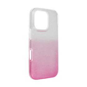   Apple iPhone 16 Pro csillámos hátlap tok, átlátszó/rózsaszín
