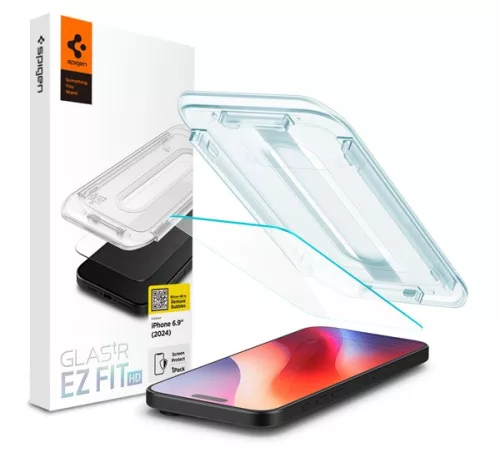 Spigen Glas.tR EZ Fit HD Apple iPhone 16 Pro Max / 17 Pro Max tempered kijelzővédő fólia felhelyező kerettel (1db)