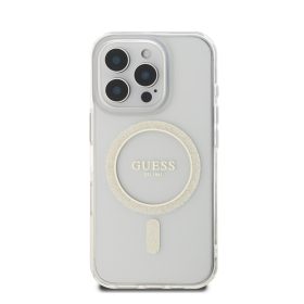   Guess IML Glitter Ring Apple iPhone 16 Pro Magsafe kompatibilis hátlap tok, átlátszó
