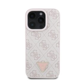   Guess PU 4G Strass Triangle Metal Logo Apple iPhone 16 Pro hátlap tok, rózsaszín