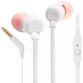  Vezetékes sztereó fülhallgató, 3.5 mm, mikrofon, funkció gomb, JBL T110, fehér, gyári