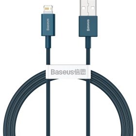   USB töltő- és adatkábel, Lightning, 100 cm, 2400 mA, törésgátlóval, gyorstöltés, PD, Baseus Superior, CALYS-A03, kék