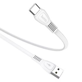   USB töltő- és adatkábel, USB Type-C, 100 cm, 2400 mA, törésgátlóval, lapos, Hoco X40 Noah, fehér