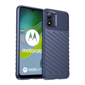   Motorola Moto E13, Szilikon tok, közepesen ütésálló, domború csíkos minta, sötétkék