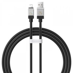   USB töltő- és adatkábel, Lightning, 100 cm, 2400 mA, törésgátlóval, gyorstöltés, Baseus Coolplay, CAKW000401, fekete