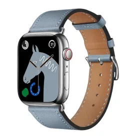   Apple Watch 1-6, SE, SE (2022), SE (2025) (38 / 40 mm) / Watch 7-8 (41 mm), bőr pótszíj, állítható, Hoco WA17, szürke