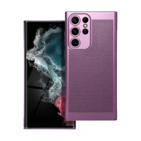   Samsung Galaxy S22 Ultra 5G SM-S908, Műanyag hátlap védőtok, légáteresztő, lyukacsos minta, Breezy, lila