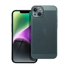   Apple iPhone 14 Plus, Műanyag hátlap védőtok, légáteresztő, lyukacsos minta, Breezy, sötétzöld