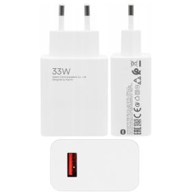   Hálózati töltő adapter, 33W, USB aljzat, gyorstöltés, PD, Xiaomi, fehér, gyári