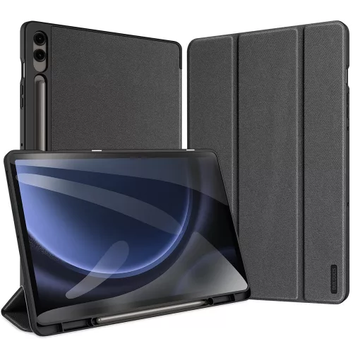 Samsung Galaxy Tab S9 FE Plus (12.4) SM-X610 / X616B, mappa tok, Trifold, érintőceruza tartó, Dux Ducis Domo, fekete