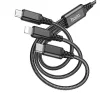 USB töltő- és adatkábel 3in1, USB Type-C, Lightning, microUSB, 100 cm, 2000 mA, gyorstöltés, cipőfűző minta, Hoco X76 Super, fekete