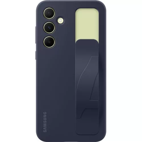 Samsung Galaxy A55 5G SM-A556B, Szilikon tok, matt, beépített szíj, sötétkék, gyári