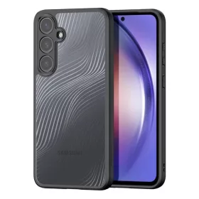   Samsung Galaxy A55 5G SM-A556B, Műanyag hátlap védőtok + szilikon keret, hullám minta, Dux Ducis Aimo, áttetsző/fekete